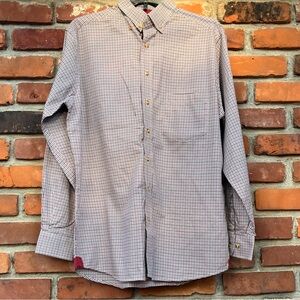 mine Men's Long-Sleeve Microcheck Button-Down Shirt - Red and Brown